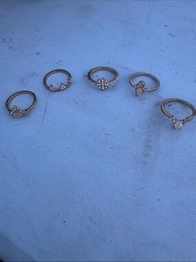 Gold-Tone Pearl Accent Stackable Ring Set - Women Jewelry